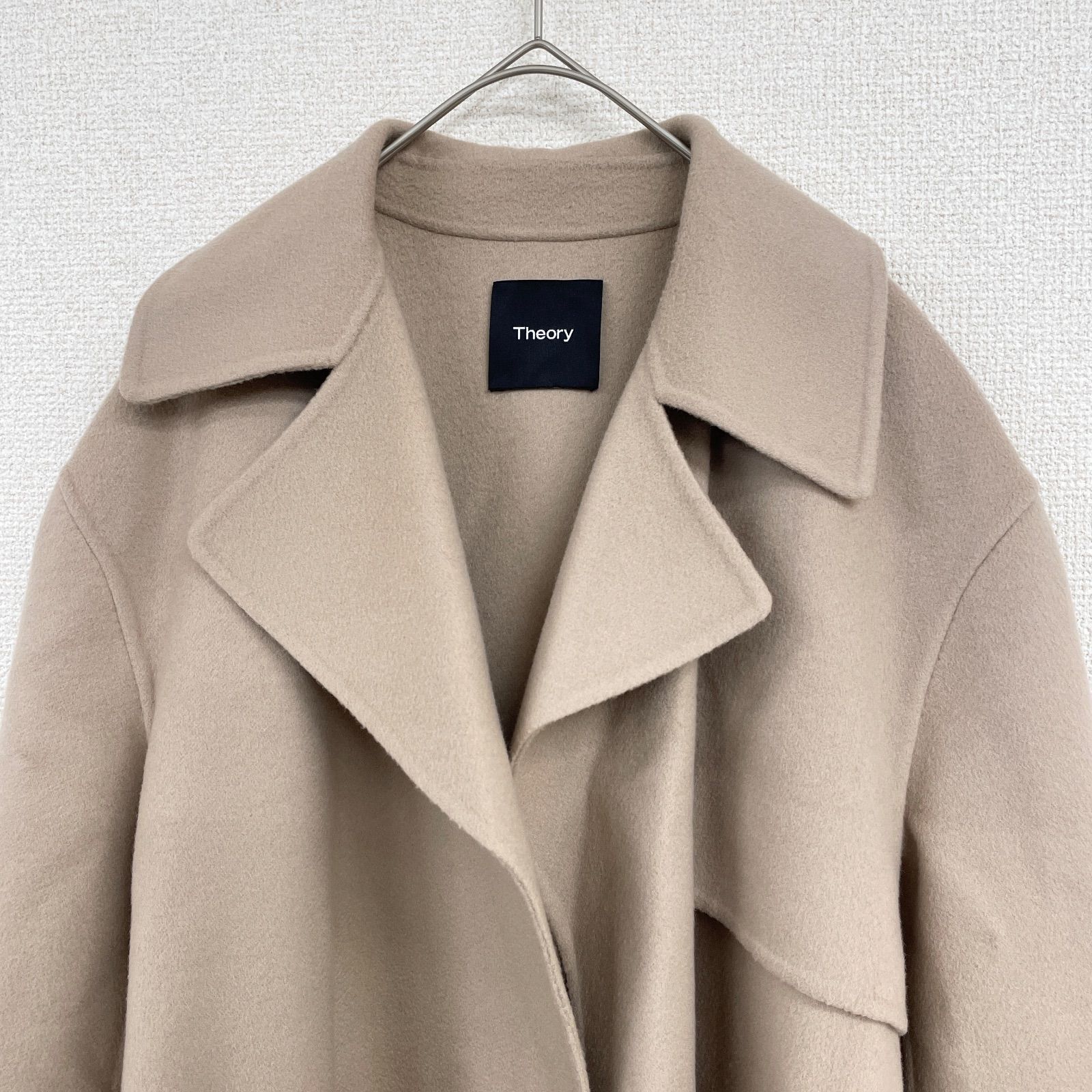 美品✨22AW セオリー カシミヤ混 ラップトレンチコート ベルト ベージュ Theory セオリー WRAP TRENCH ラップトレンチ ロングコート ベルト