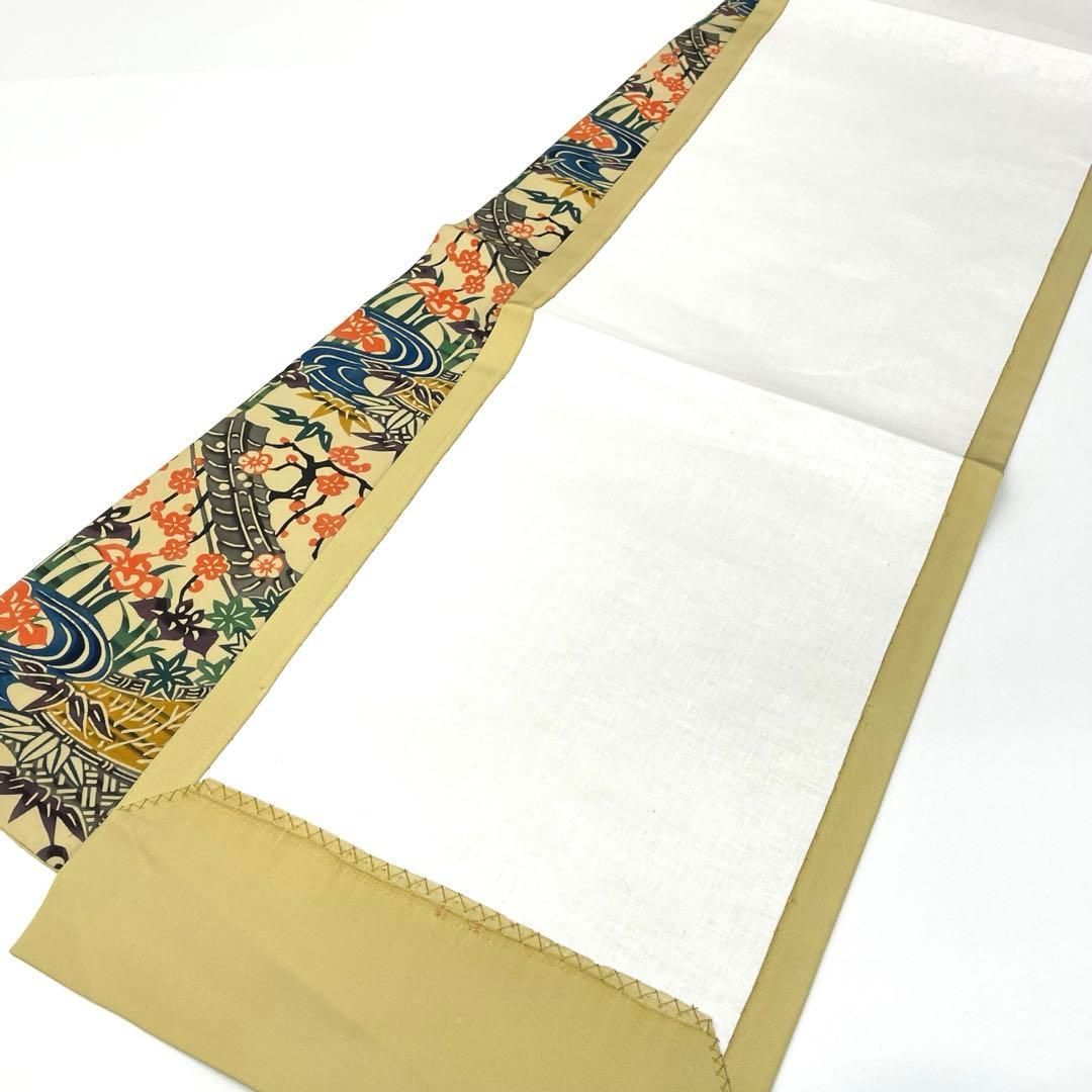 着物と帯 時流】N25561s◇正絹 九寸名古屋帯◇型染め 風景 草花 未使用