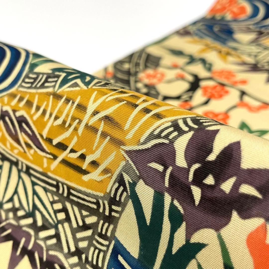 着物と帯 時流】N25561s◇正絹 九寸名古屋帯◇型染め 風景 草花 未使用