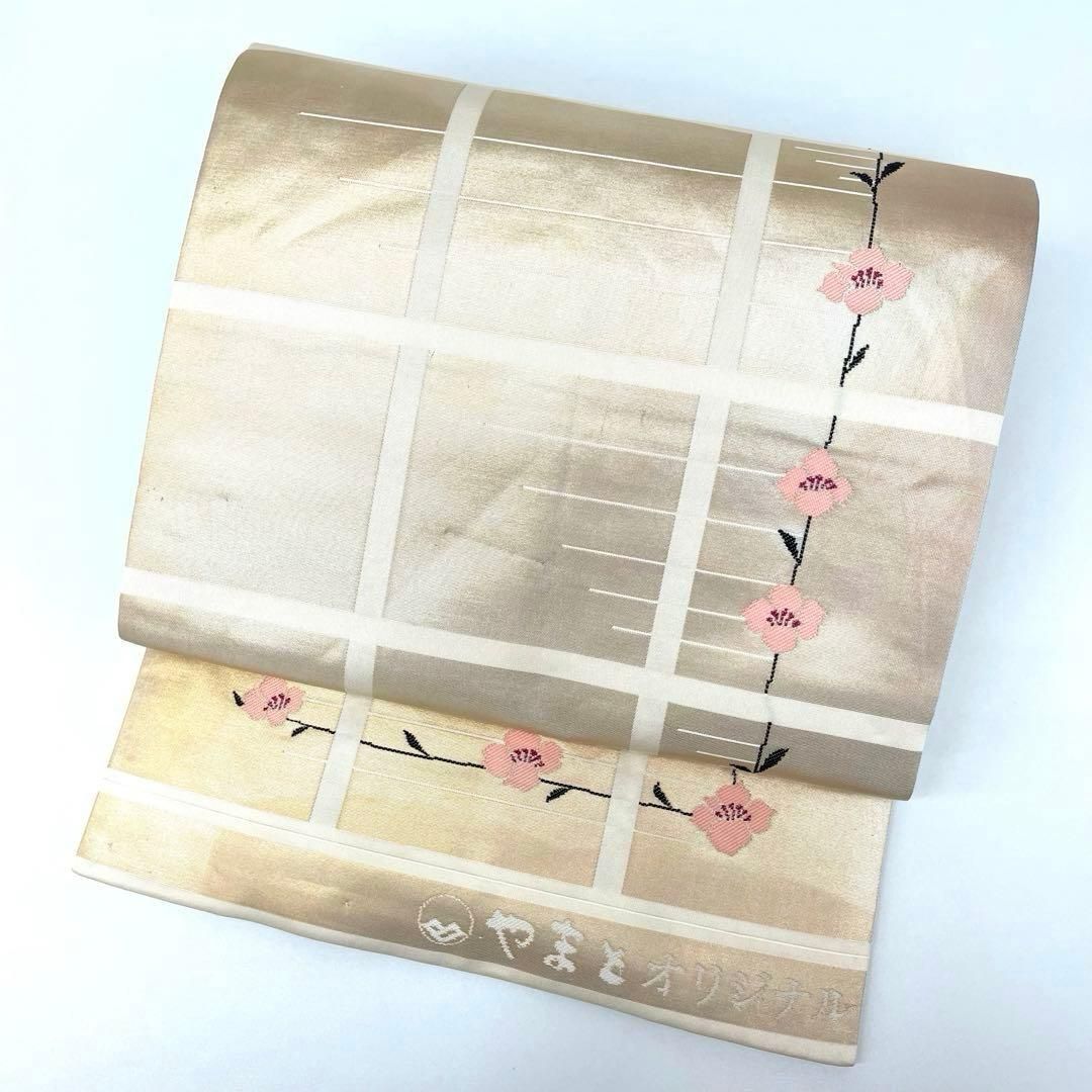 着物と帯 時流】N25559s◇正絹 九寸名古屋帯◇やまとオリジナル 桜