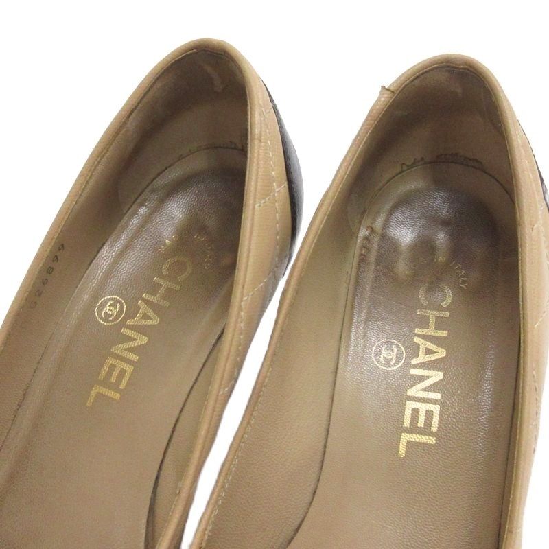 CHANEL【シャネル】ヒールにココマーク❤マトラッセ パンプス シャネル CHANEL マトラッセ ココマーク パンプス ベージュ バイカラー