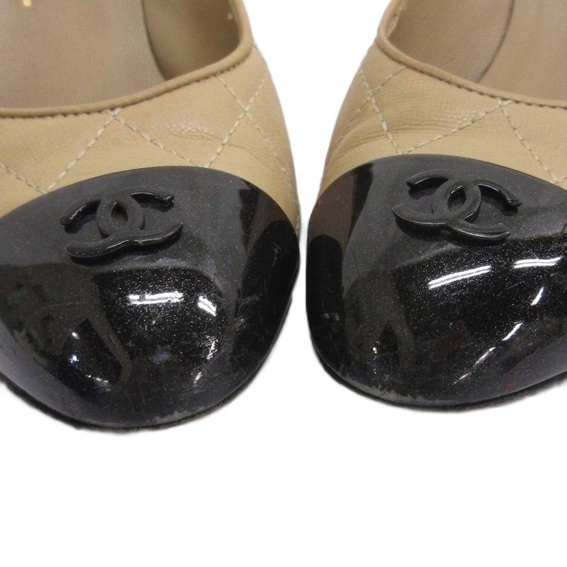 CHANEL【シャネル】ヒールにココマーク❤マトラッセ パンプス シャネル CHANEL マトラッセ ココマーク パンプス ベージュ バイカラー