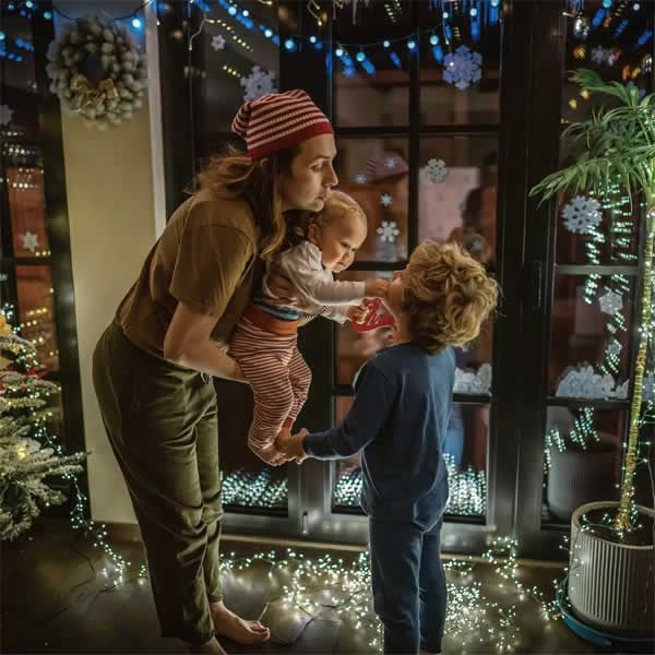 LED 200球 ストリングライト セット ブルー/ホワイト 屋内 屋外