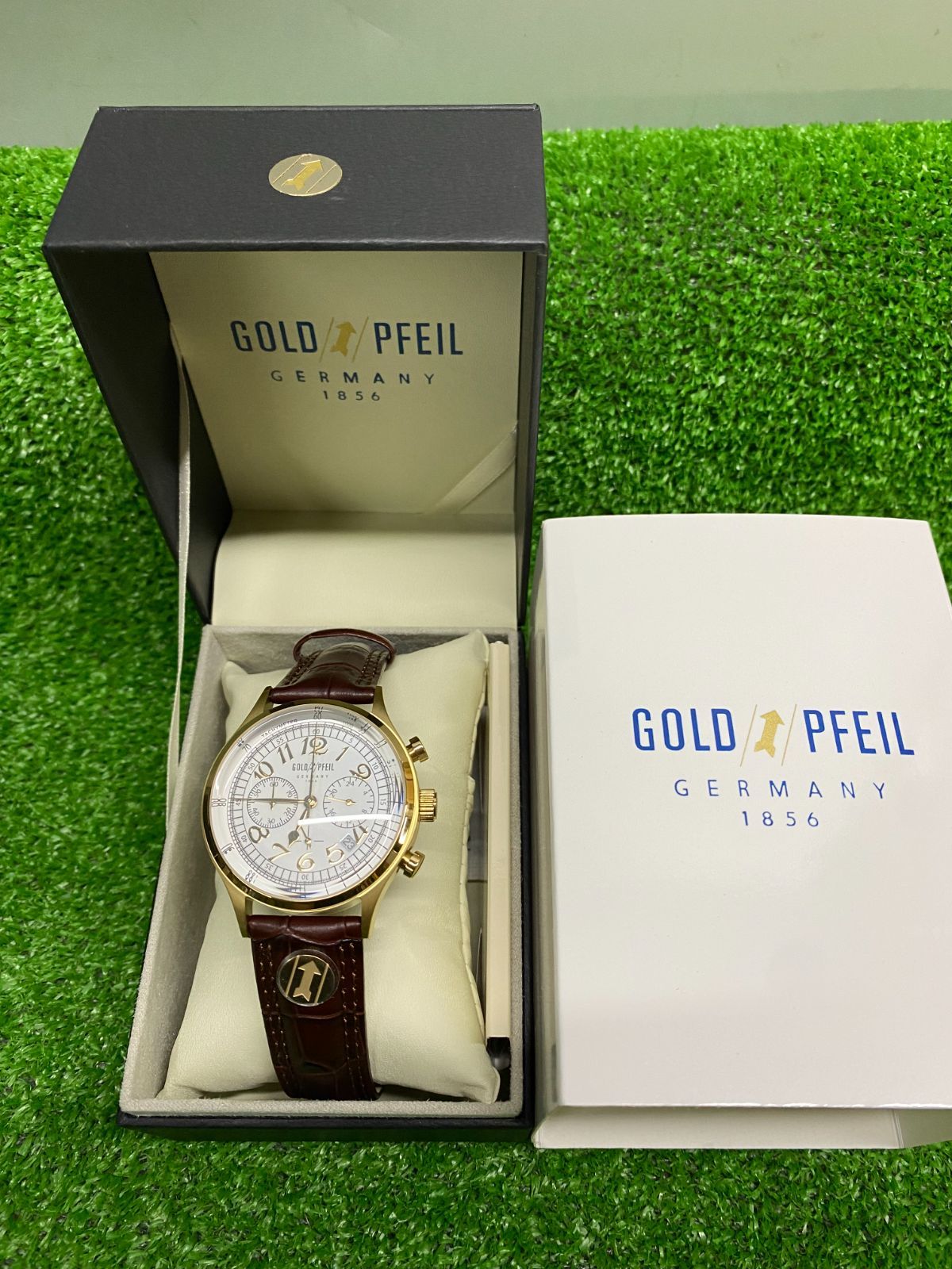 GOLDPFFEIL クロノグラフ 腕時計 箱付 ○GOLD PFEIL（ゴールドファイル 