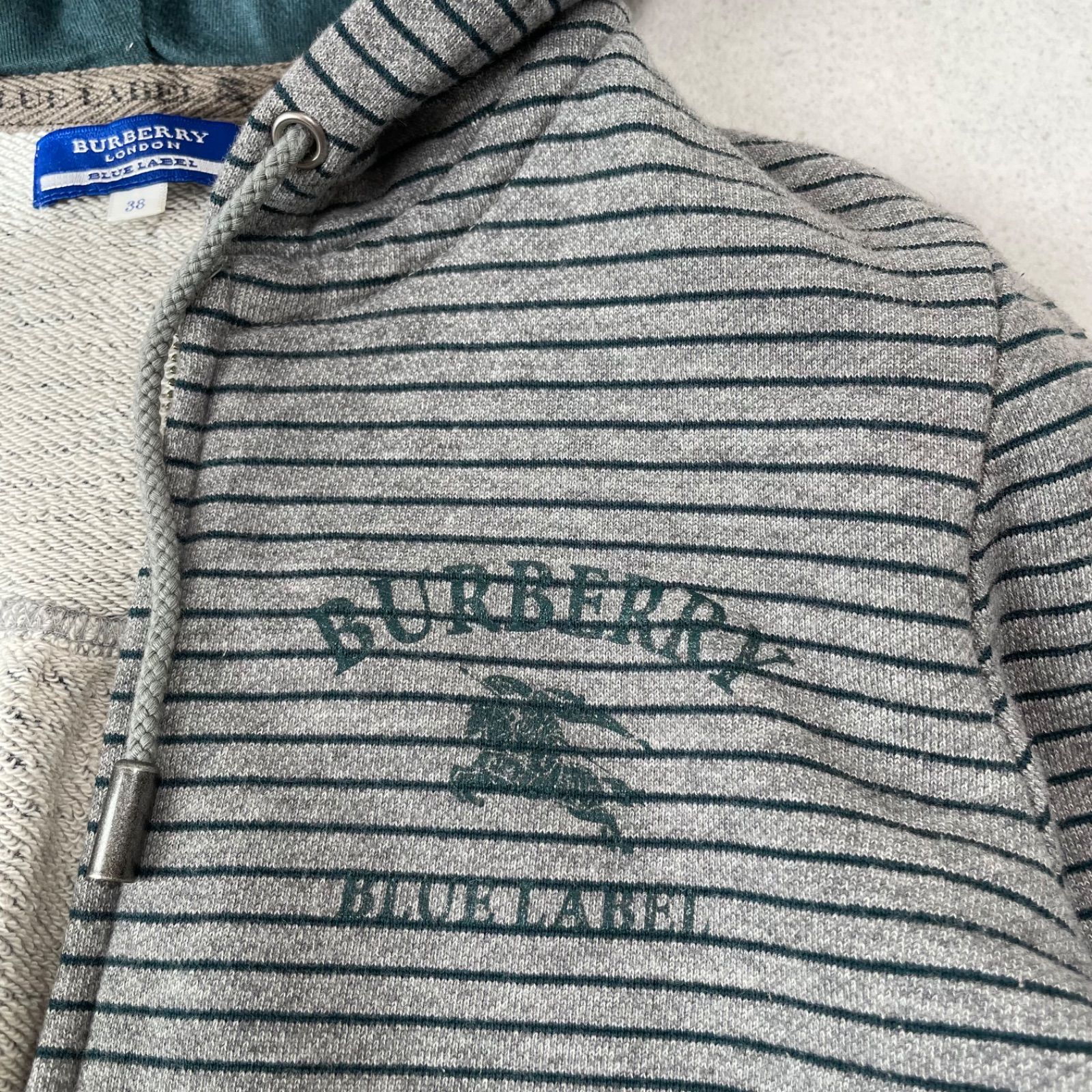 バーバリーブルーレーベルヴィンテージホース刺繍付ジャンパー38 BURBERRY BLUE LABEL バーバリーブルーレーベル ボーダー柄 ホースロゴ