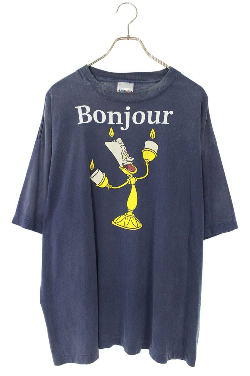 セントマイケル サイズ:XL  SM-HR1-0000-C87 ヴィンテージ加工BONJOURプリントTシャツ 中古 SB01 セントマイケル SM-HR1-0000-C87 ヴィンテージ加工BONJOURプリントT