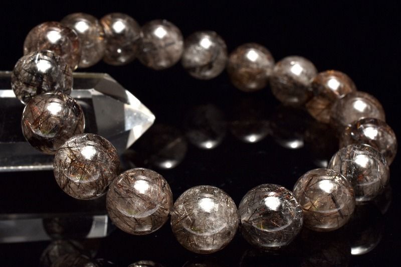 1点物】濃密内包 ブラックブロンズルチルクォーツ 11mm ブレスレット