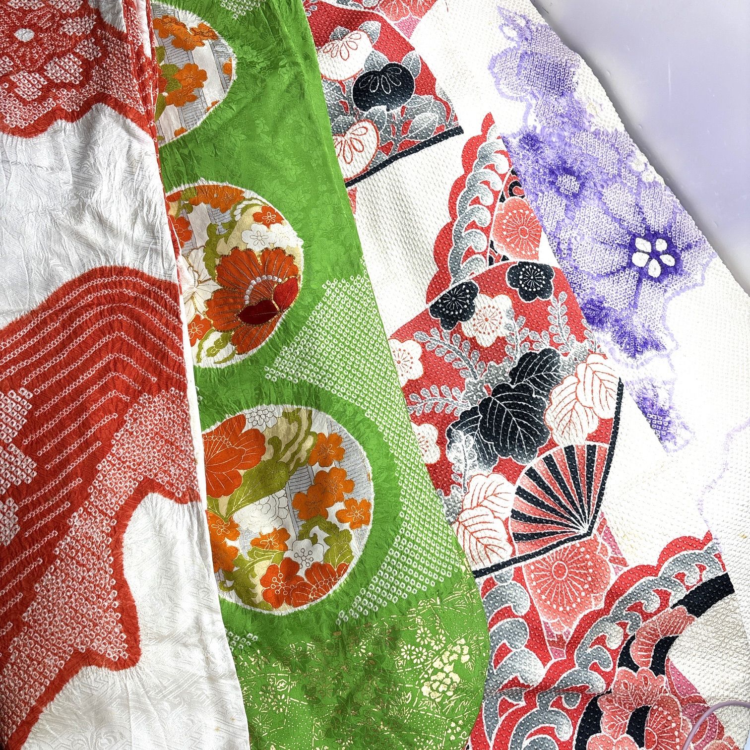 振袖 絞り 4枚 正絹 着物まとめ売り 同梱購入歓迎 リメイク用 着付け