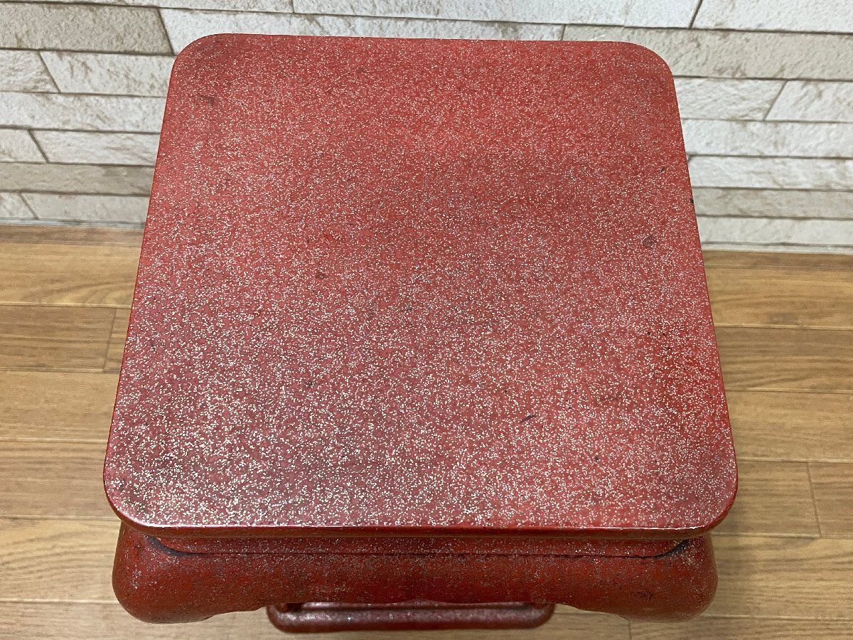 ○時代物朱塗高卓 中国美術 螺鈿細工 花台 香炉台 焼香台 花台 盆栽台