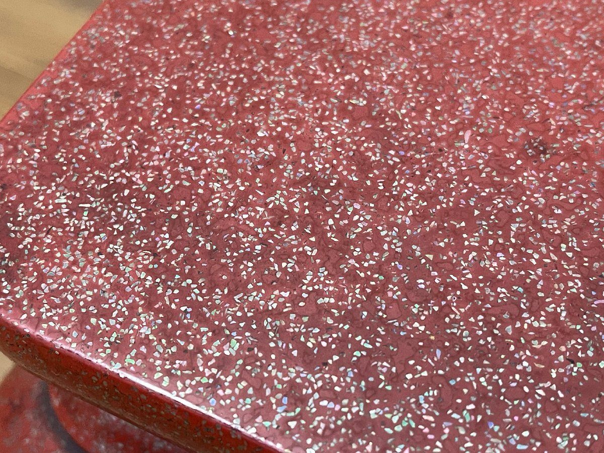 ○時代物朱塗高卓 中国美術 螺鈿細工 花台 香炉台 焼香台 花台 盆栽台