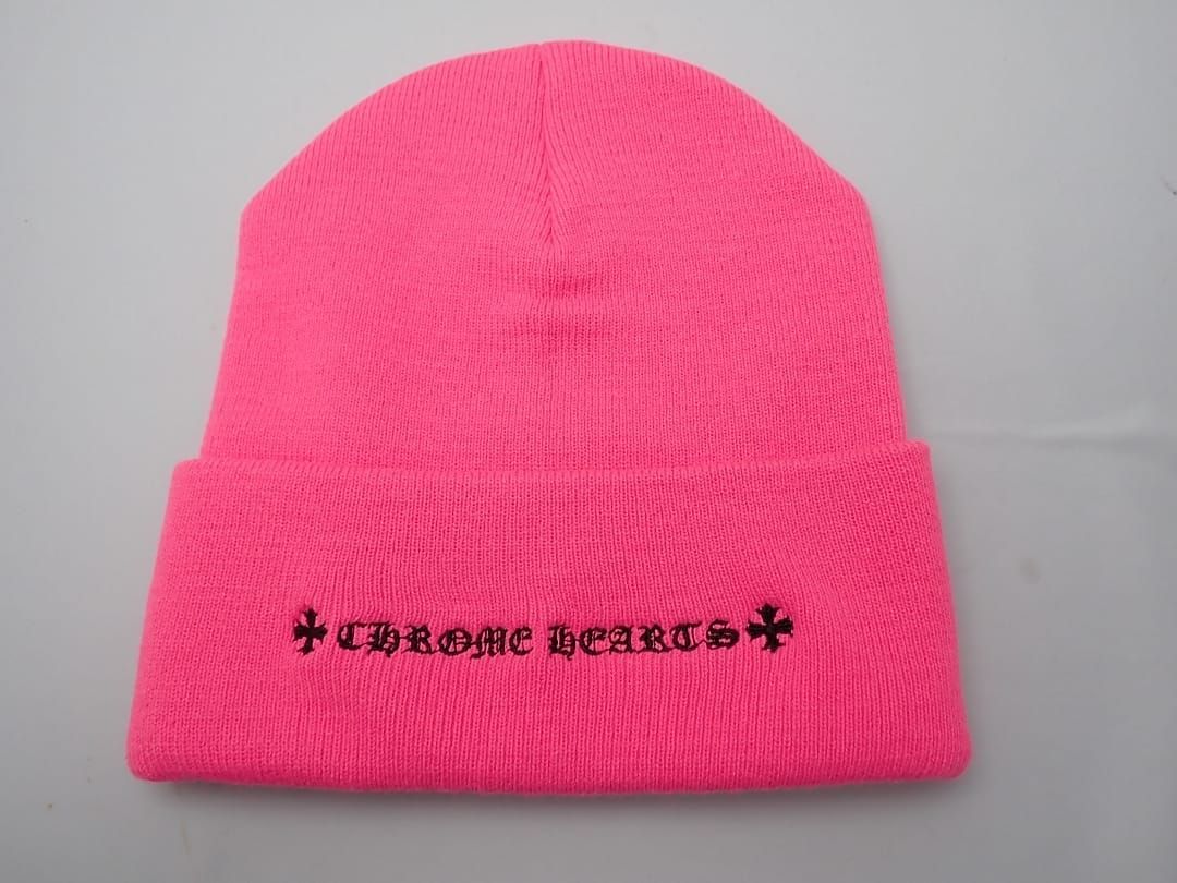 CHROME HEARTS クロムハーツ ビーニー ニット帽 ピンク OS 23cm
