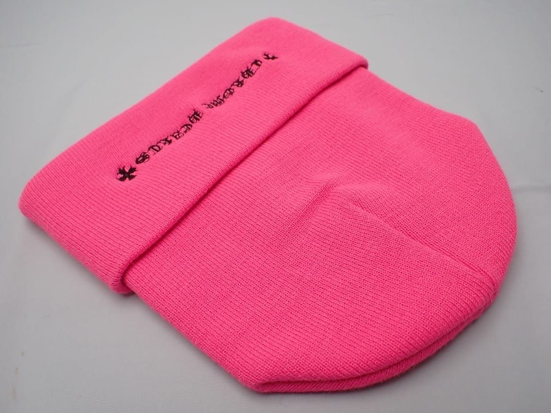 CHROME HEARTS クロムハーツ ビーニー ニット帽 ピンク OS 23cm