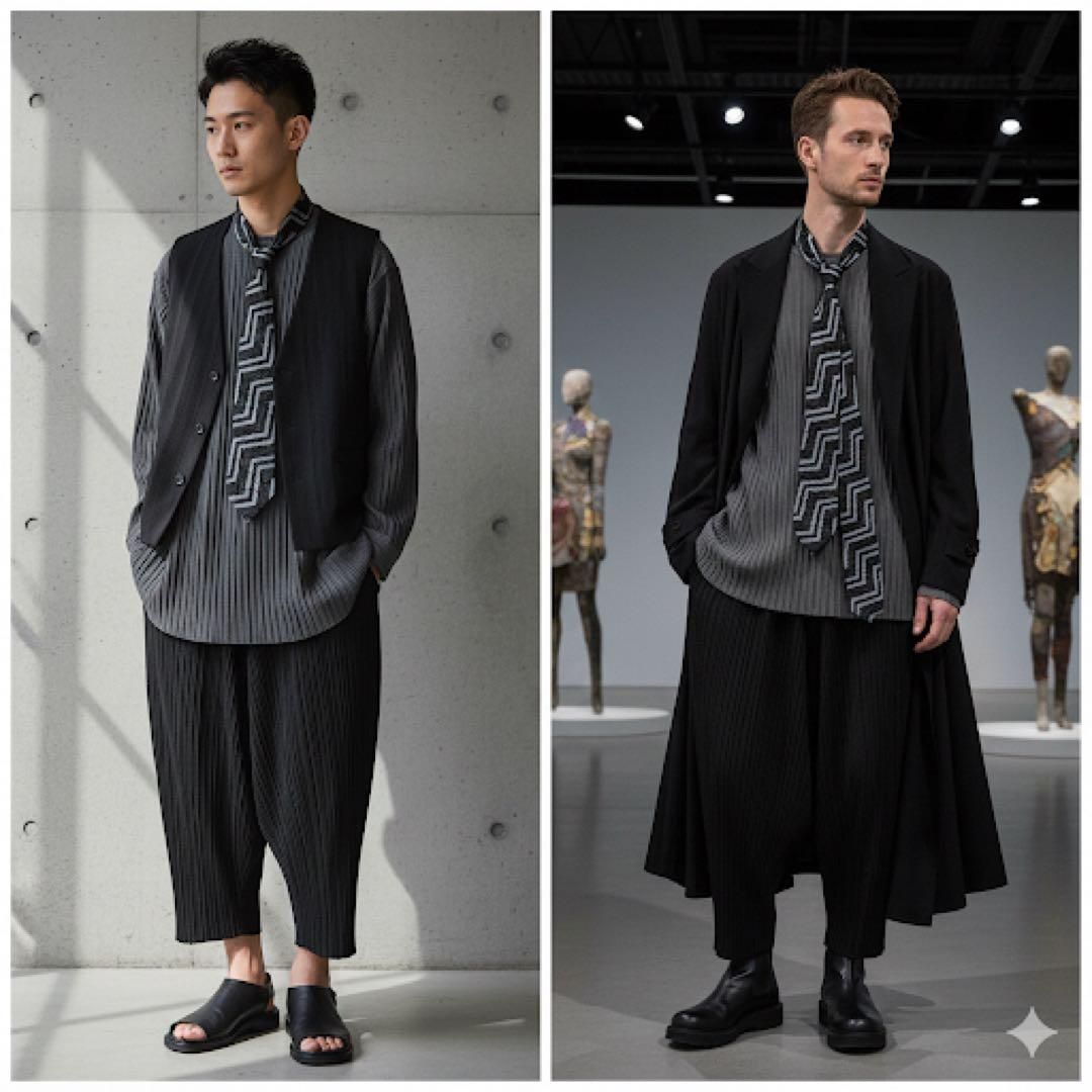 未使用に近い ISSEY MIYAKE MEN イッセイミヤケメン プリーツ加工 シワ