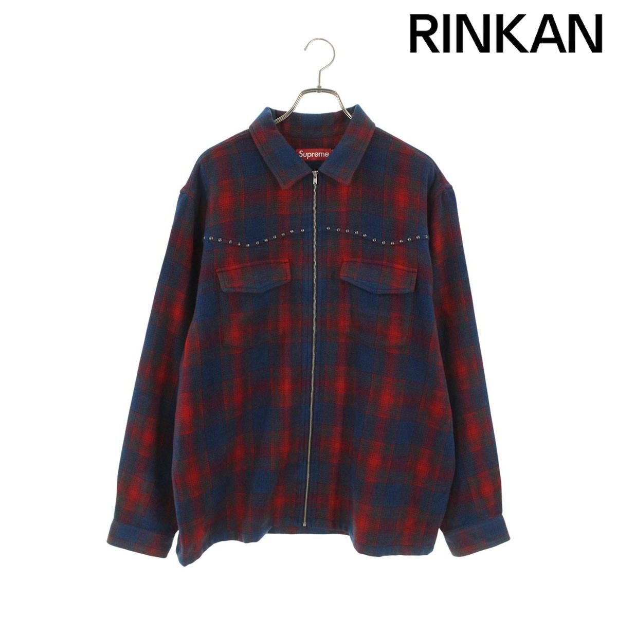 シュプリーム Studded Shadow Plaid Zip Up Shirt スタッズ付きジップ 