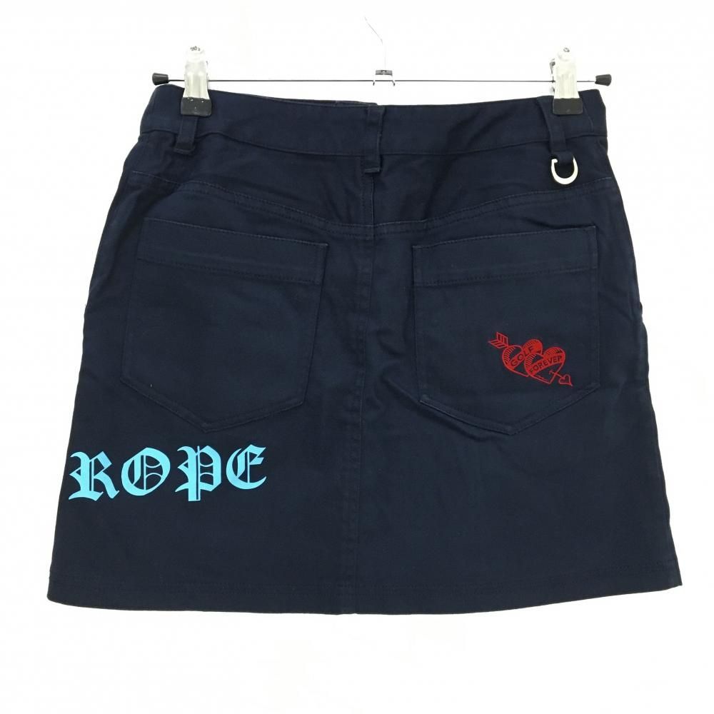 ジュンアンドロペ スカート ネイビー×ライトブルー クローバープリント