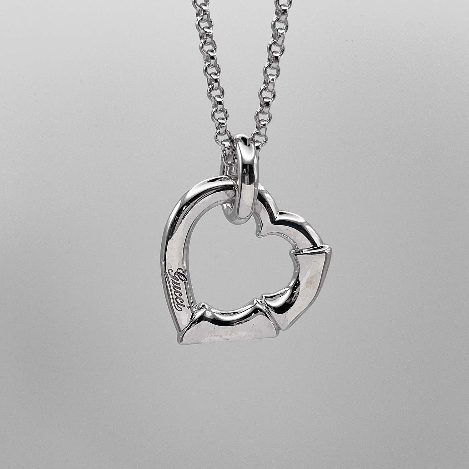 GUCCI グッチ ハート ネックレス ペンダント バンブー ホースビット