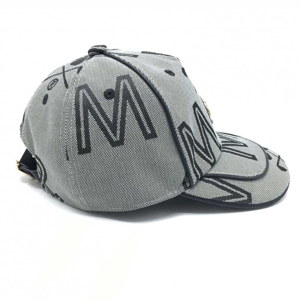 超美品】マークアンドロナ キャップ グレー×黒 総柄 スカル FREE