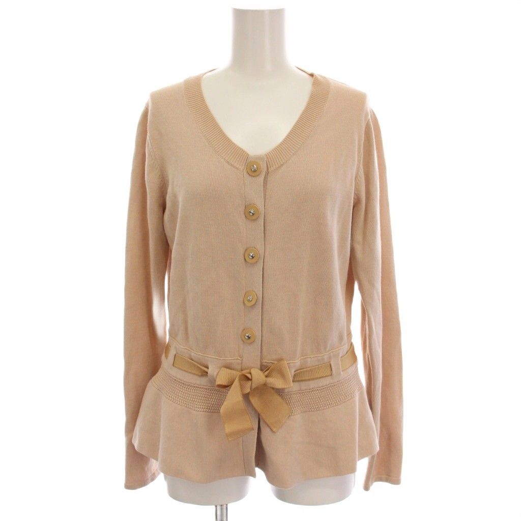 ポールカ PAULE KA カーディガン ニット 長袖 M ピンクベージュ /YM