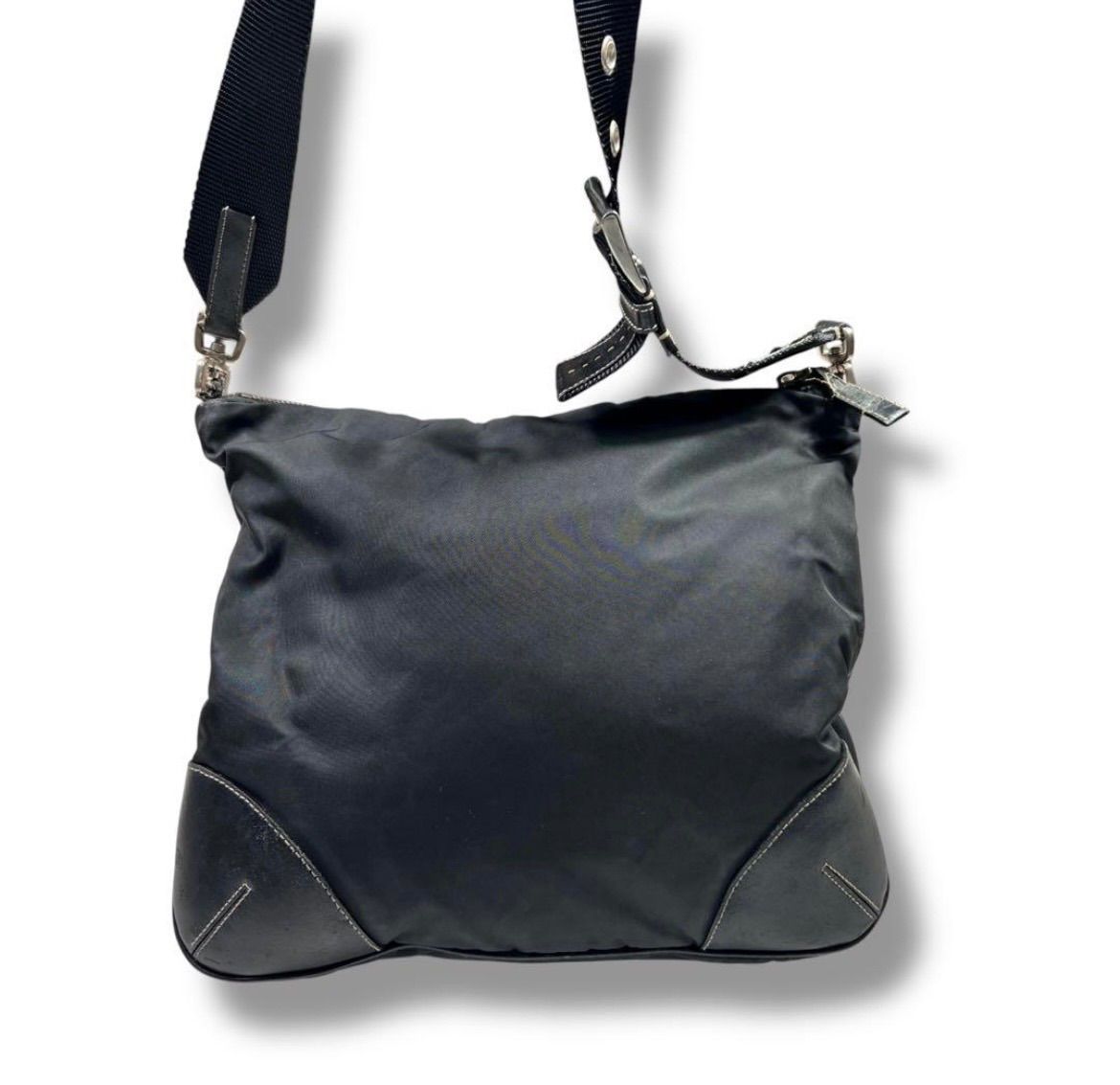PRADA プラダ ショルダーバッグ ナイロン✖︎レザー A4収納可 三角ロゴ