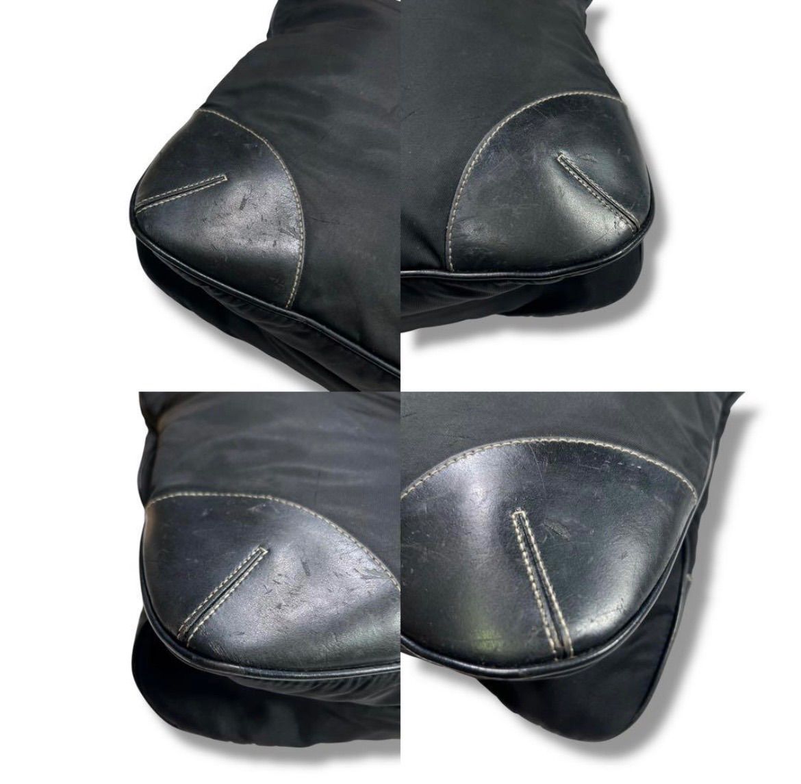 asumi　プラダ ショルダー 三角ロゴ レザー ナイロン A4収納 黒 PRADA プラダ ショルダーバッグ ナイロン✖︎レザー A4収納可 三角ロゴ