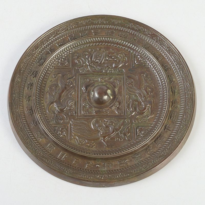 楽一番　中国　 古銅青銅　象嵌神獣燭台　時代箱　M R5252 楽一番 中国 古銅青銅 象嵌神獣燭台 時代箱 M R5252 Altar Set -