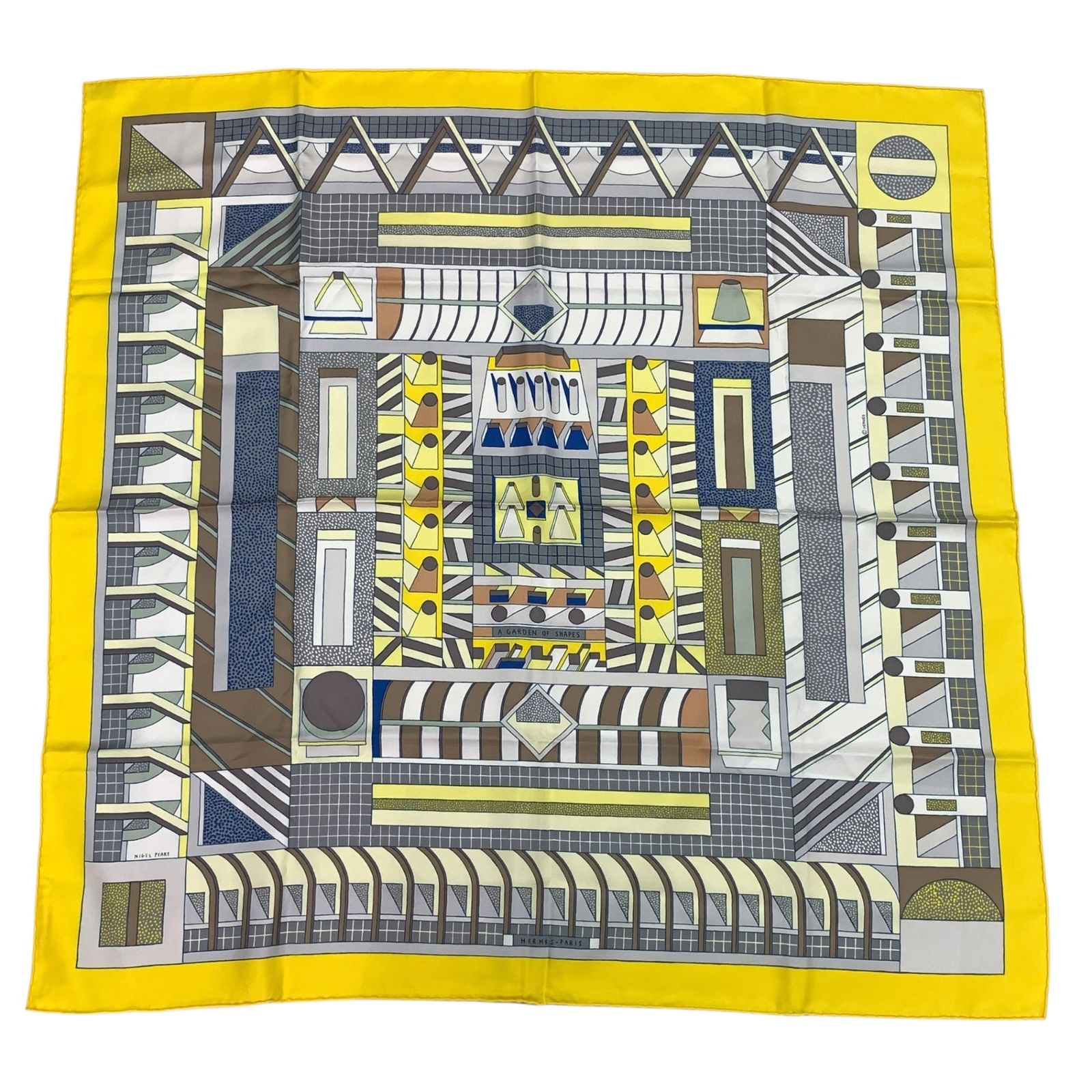 新品同様 HERMES エルメス スカーフ シルク カレ90 GARDEN OF SHAPES