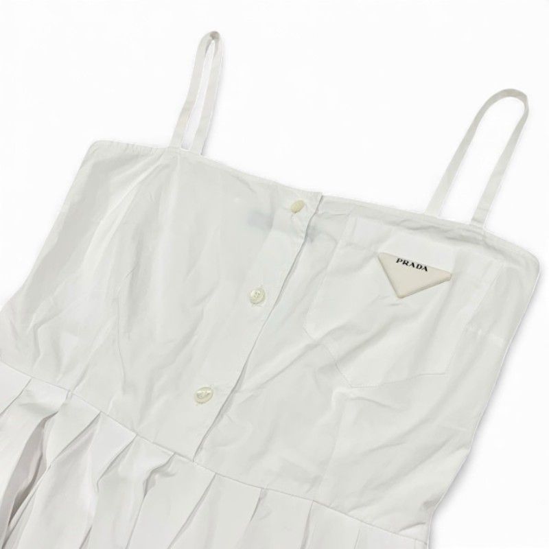 プラダ PRADA ワンピース コットン ホワイト ポプリン ドレス