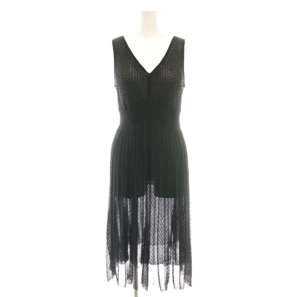 エポカ EPOCA ニットワンピース ひざ丈 ノースリーブ 40 ブラック /DF