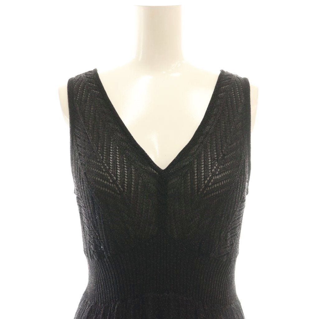 エポカ EPOCA ニットワンピース ひざ丈 ノースリーブ 40 ブラック /DF