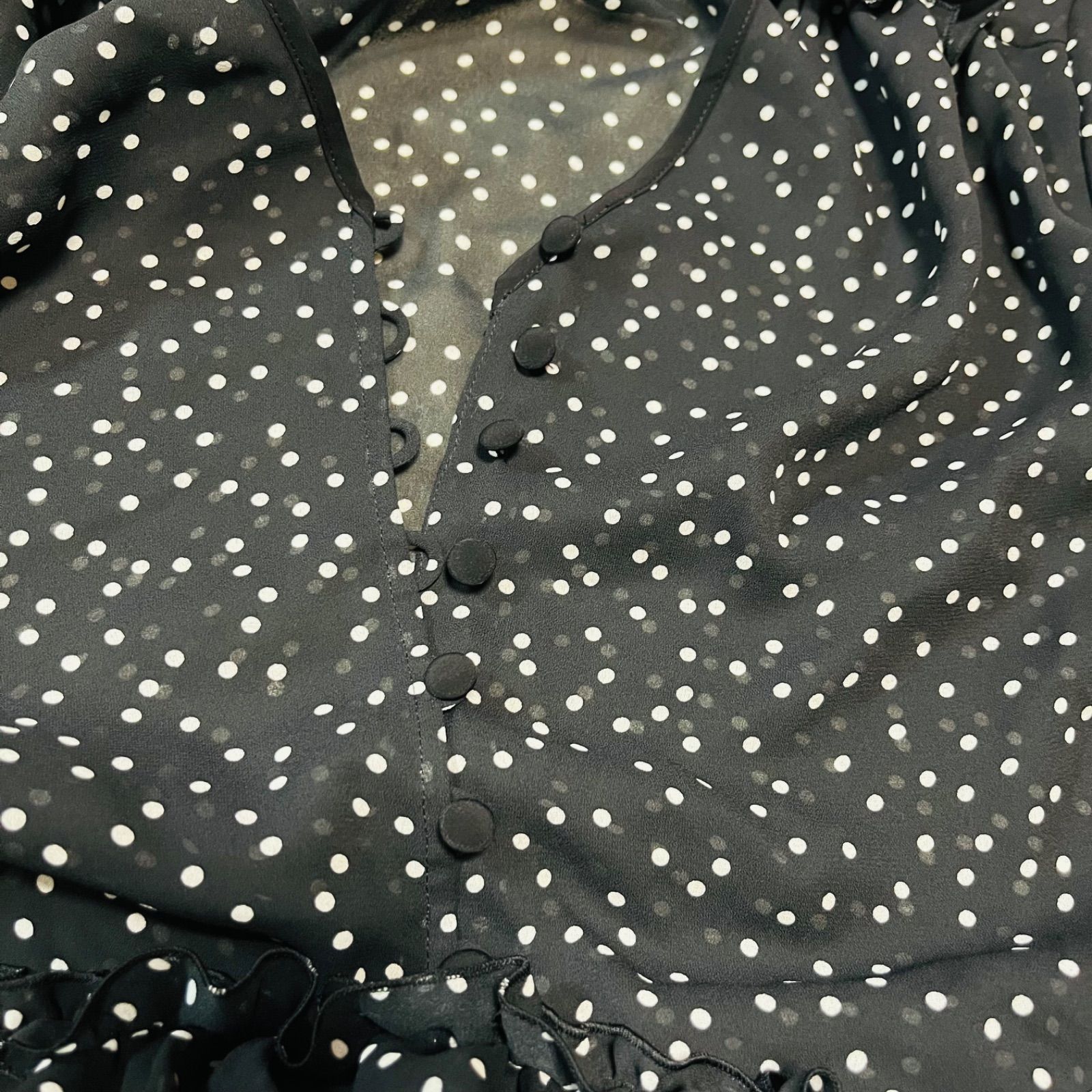 IENA イエナ ドットフリルワンピース ドット柄 透け感 薄手 長袖 定価