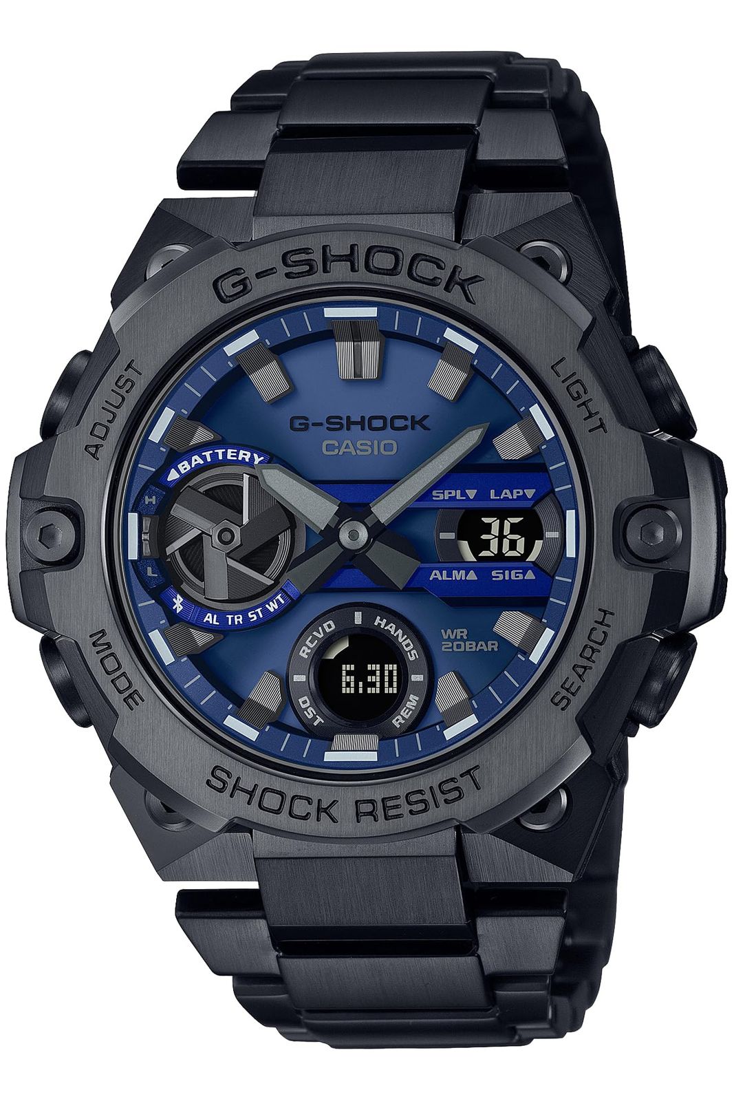 [카시오] 손목시계 G-SHOCK [국산정품] G-STEEL 스마트폰 링크 카본 코어 가드 구조 GST-B400BD-1A2JF 남성용 그레이 [[메탈밴드] 블랙/블루]