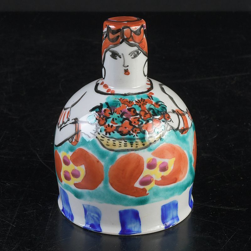 洋画家 中出那智子作 バイアーナ 卓上ベル 雛人形図小皿 二点 C S527