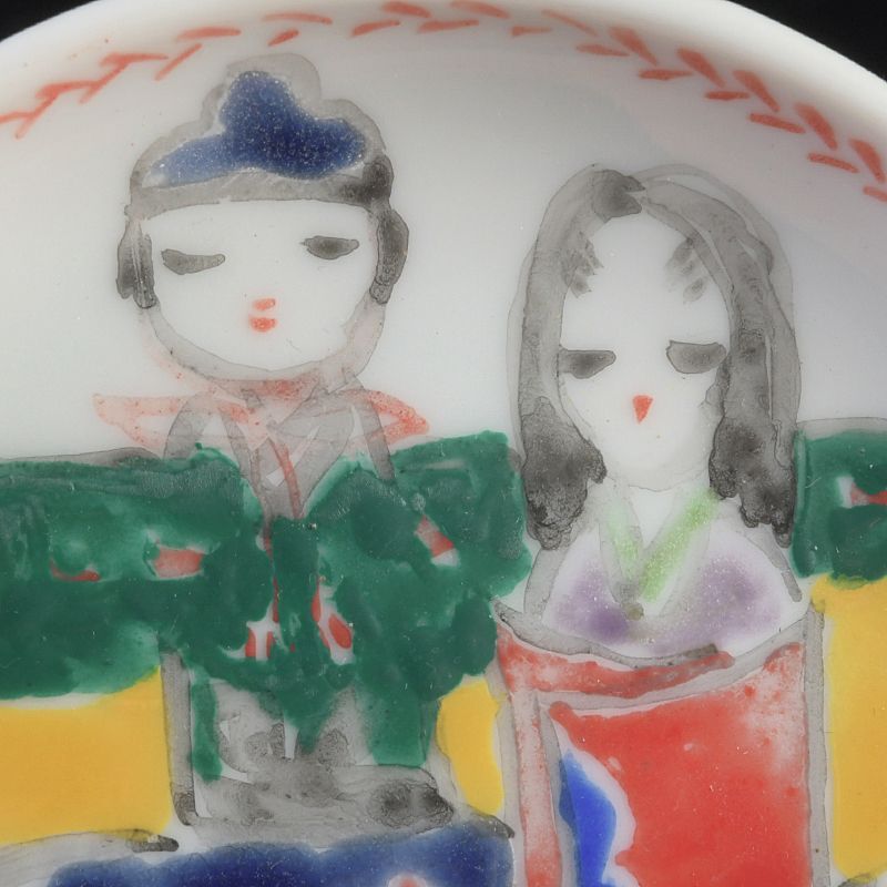 洋画家 中出那智子作 バイアーナ 卓上ベル 雛人形図小皿 二点 C S527
