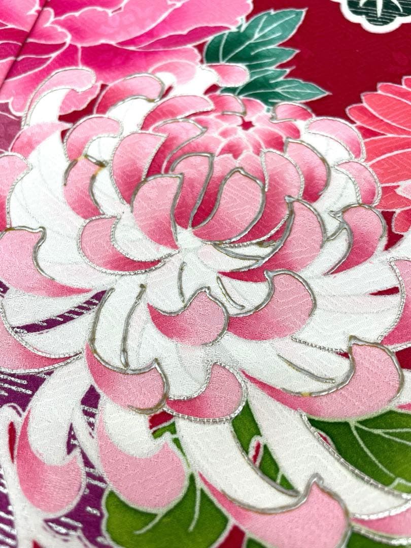 振袖 仮絵羽 銀駒 手描き 紋意匠 正絹 未仕立て品 八掛付き MOK847