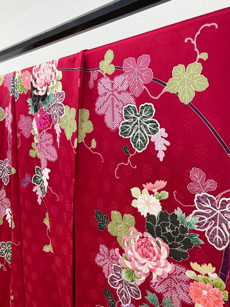 振袖 仮絵羽 銀駒 手描き 紋意匠 正絹 未仕立て品 八掛付き MOK847