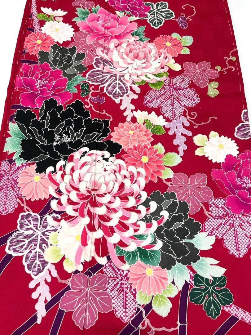 振袖 仮絵羽 銀駒 手描き 紋意匠 正絹 未仕立て品 八掛付き MOK847