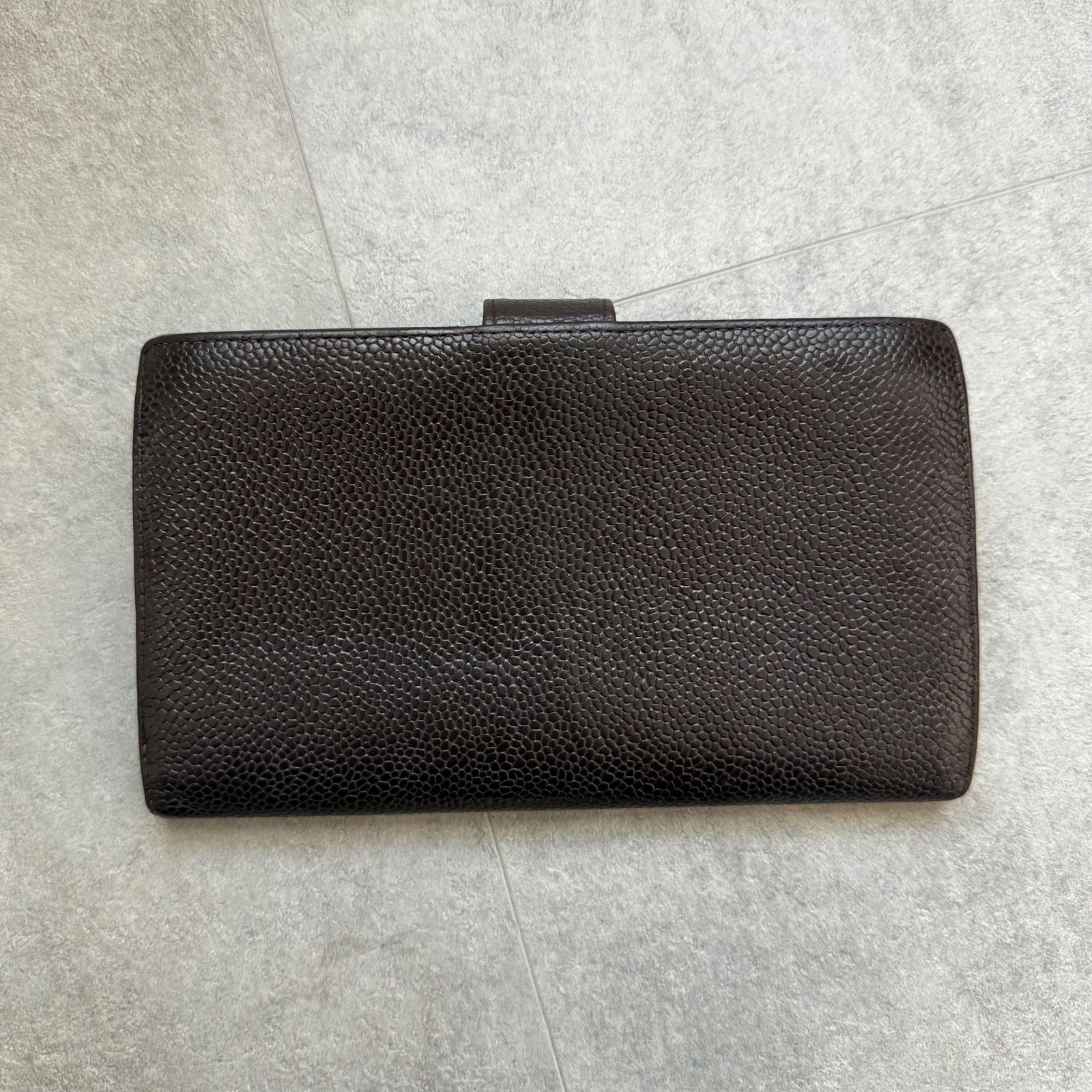 美品 CHANEL シャネル キャビアスキン ココマーク デカココ がま口 二