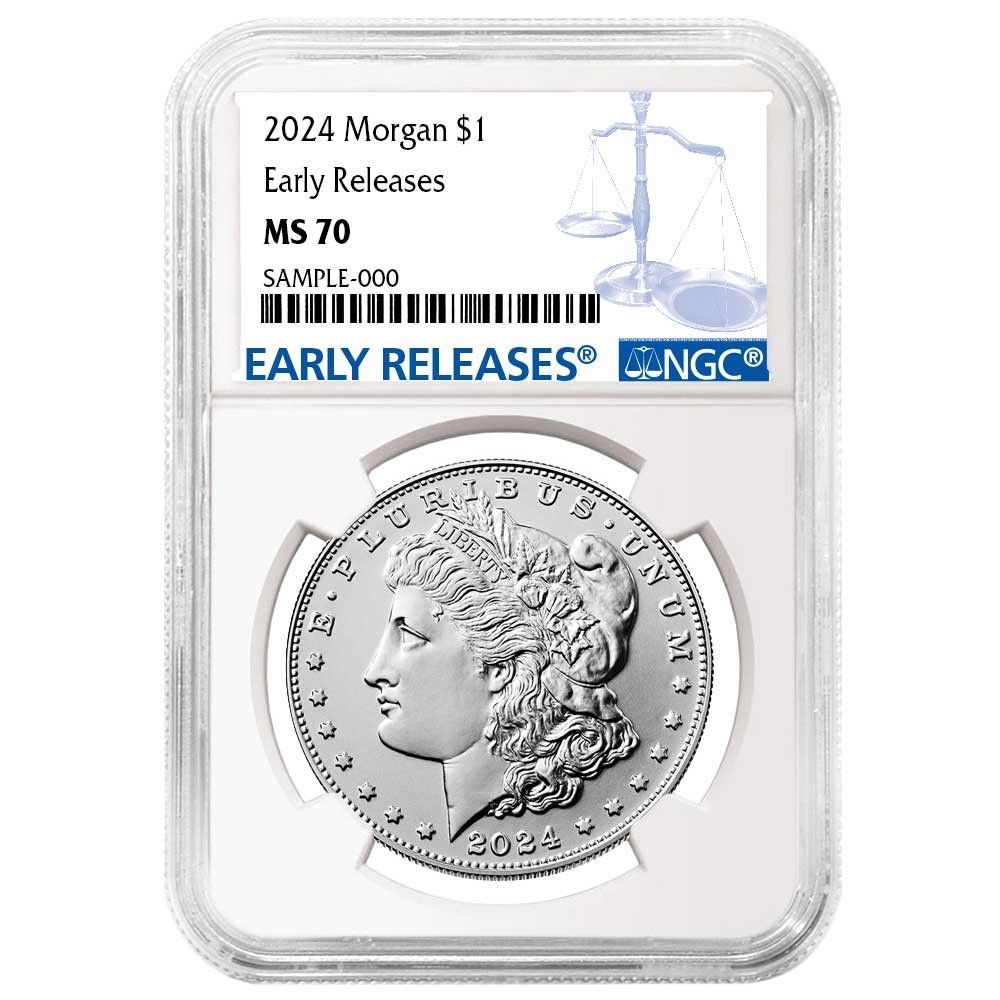 2024 $1 モーガン シルバー ダラー NGC MS70 ER ブルーラベル - メルカリ