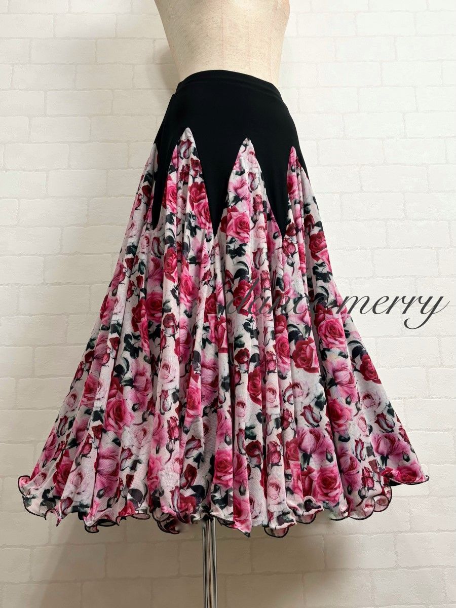 新品 豪華 社交ダンス スカート 黒 ピンク 白 ワルツ タンゴ 衣装 2015