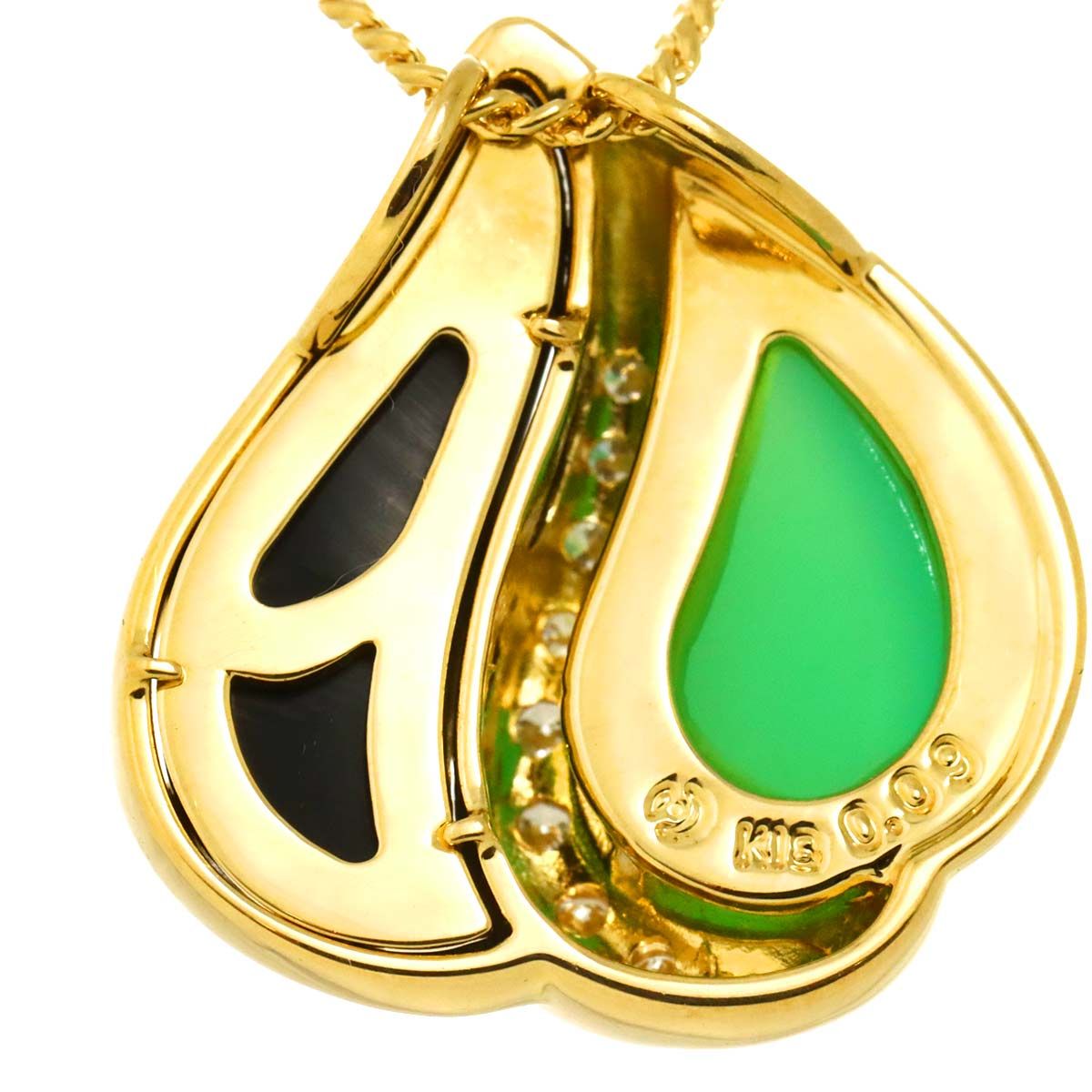 タサキ TASAKI クリソプレーズ オニキス ダイヤ 0.09ct ネックレス