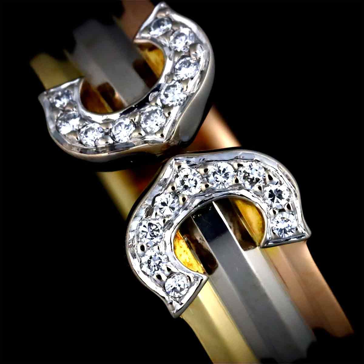 カルティエ Cartier C2 #55 ダイヤ リング K18 YG WG PG スリーカラー