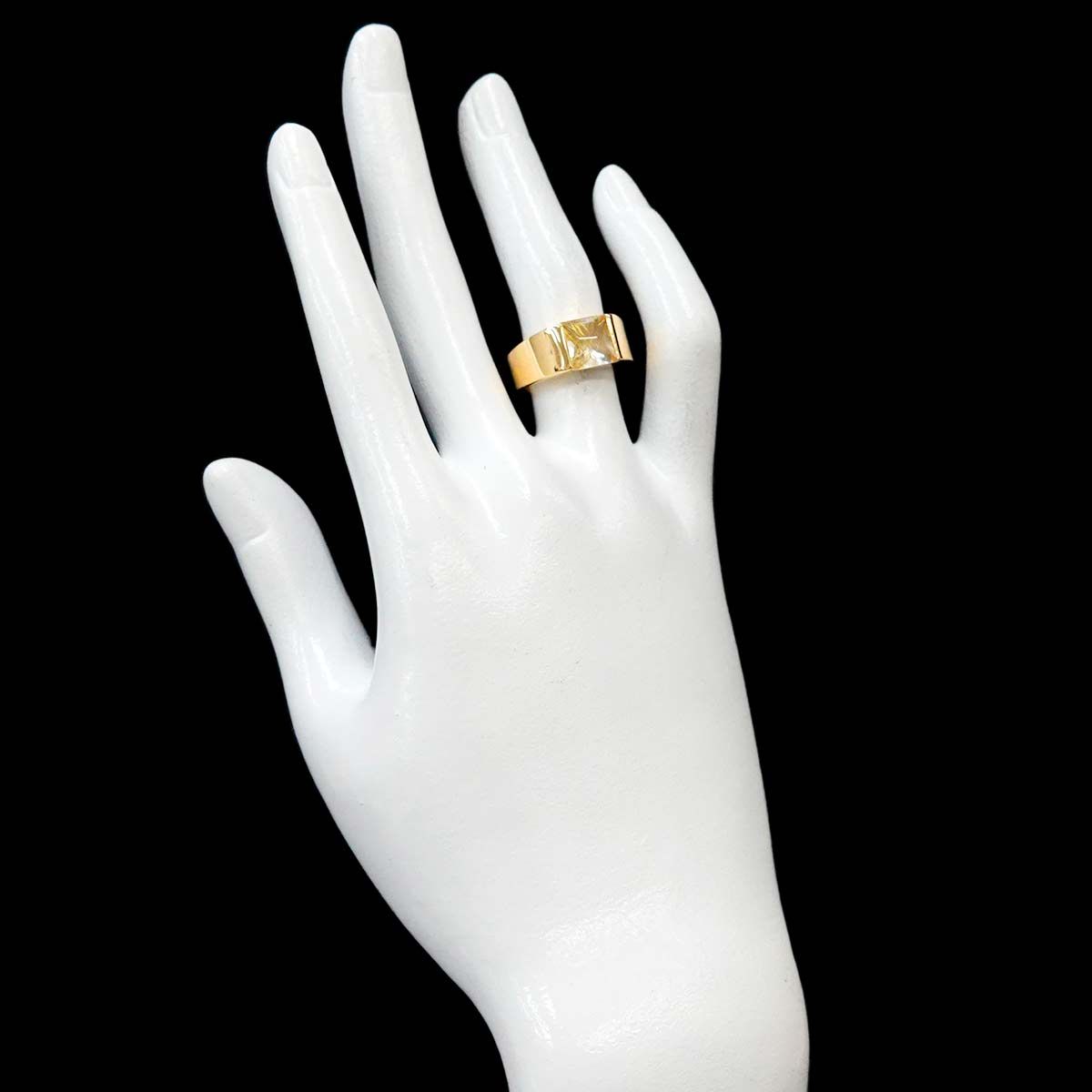 美品 カルティエ SM #52号 リング カルティエ Cartier タンク #52 リング ルチルクォーツ K18 YG