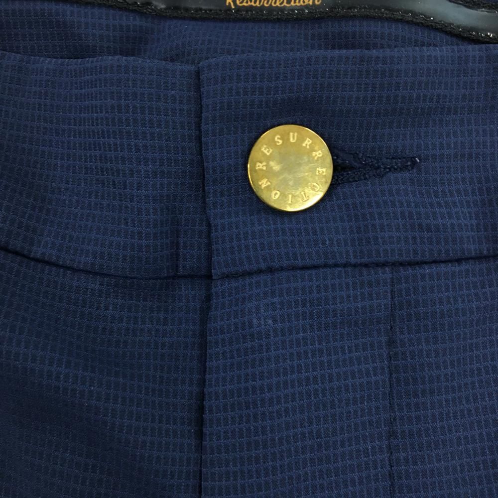 美品】レザレクション パンツ ネイビー 格子地模様 メンズ XL ゴルフ