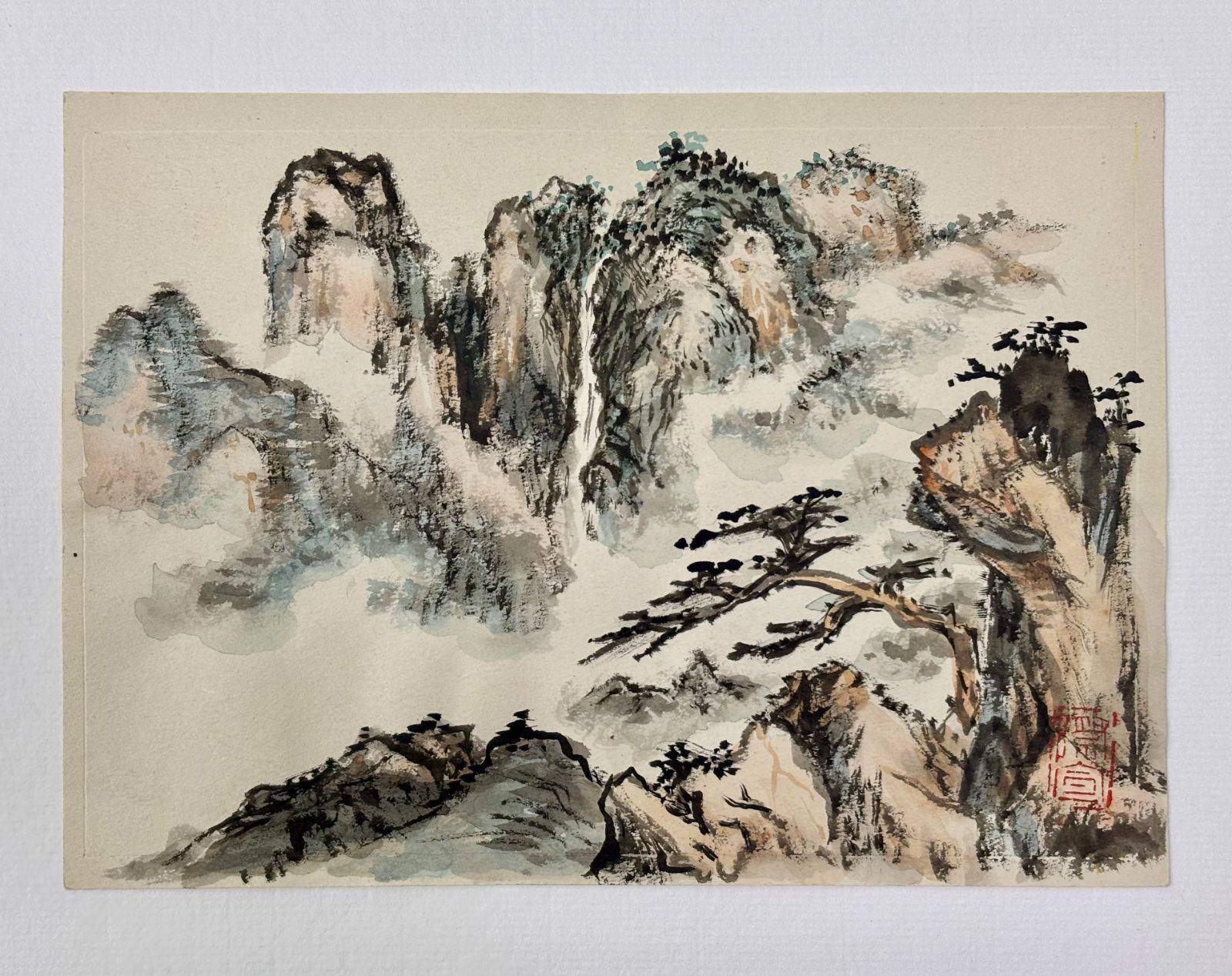 冊 M.55 鄭際宣 山水冊六枚 落款印あり ＃茶掛＃古美術 #骨董品