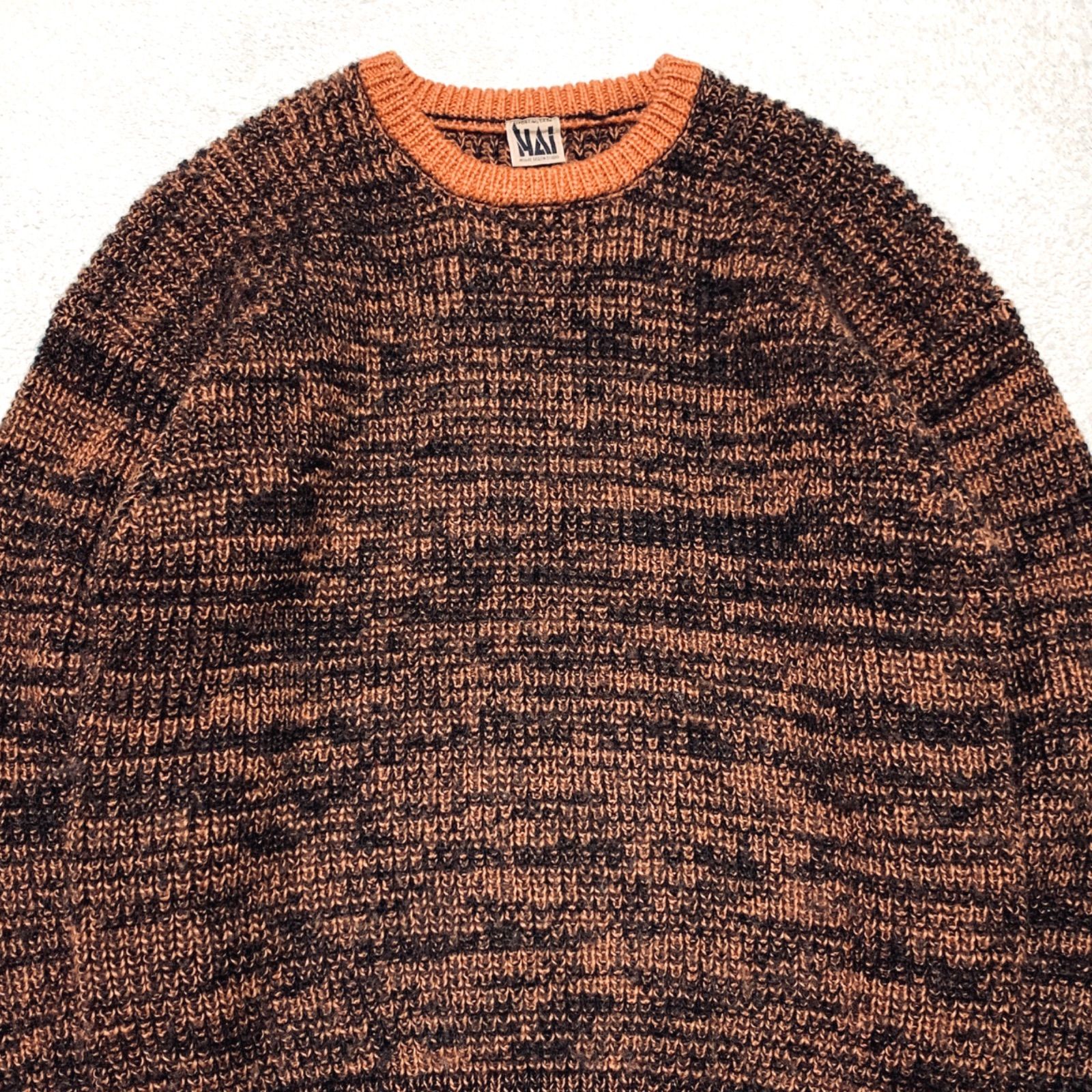 ISSEI MIYAKE 赤茶色ニット ISSEY MIYAKE Pleated Design Knit Sweater Red S-M (K-127794)