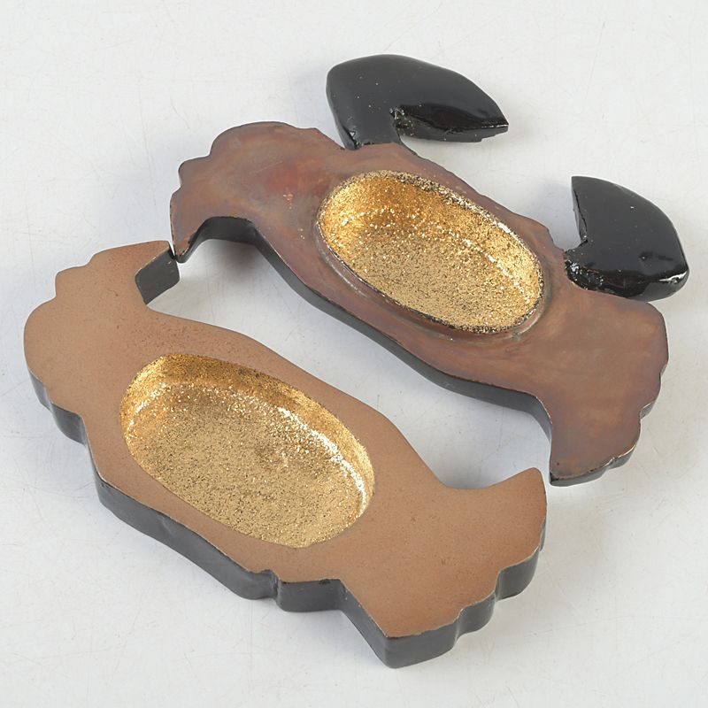 茶道具　池之浦大起作　漆塗　蟹香合　一對　共箱　C　5713 茶道具 池之浦大起作 漆塗 蟹香合 一對 共箱 C 5713