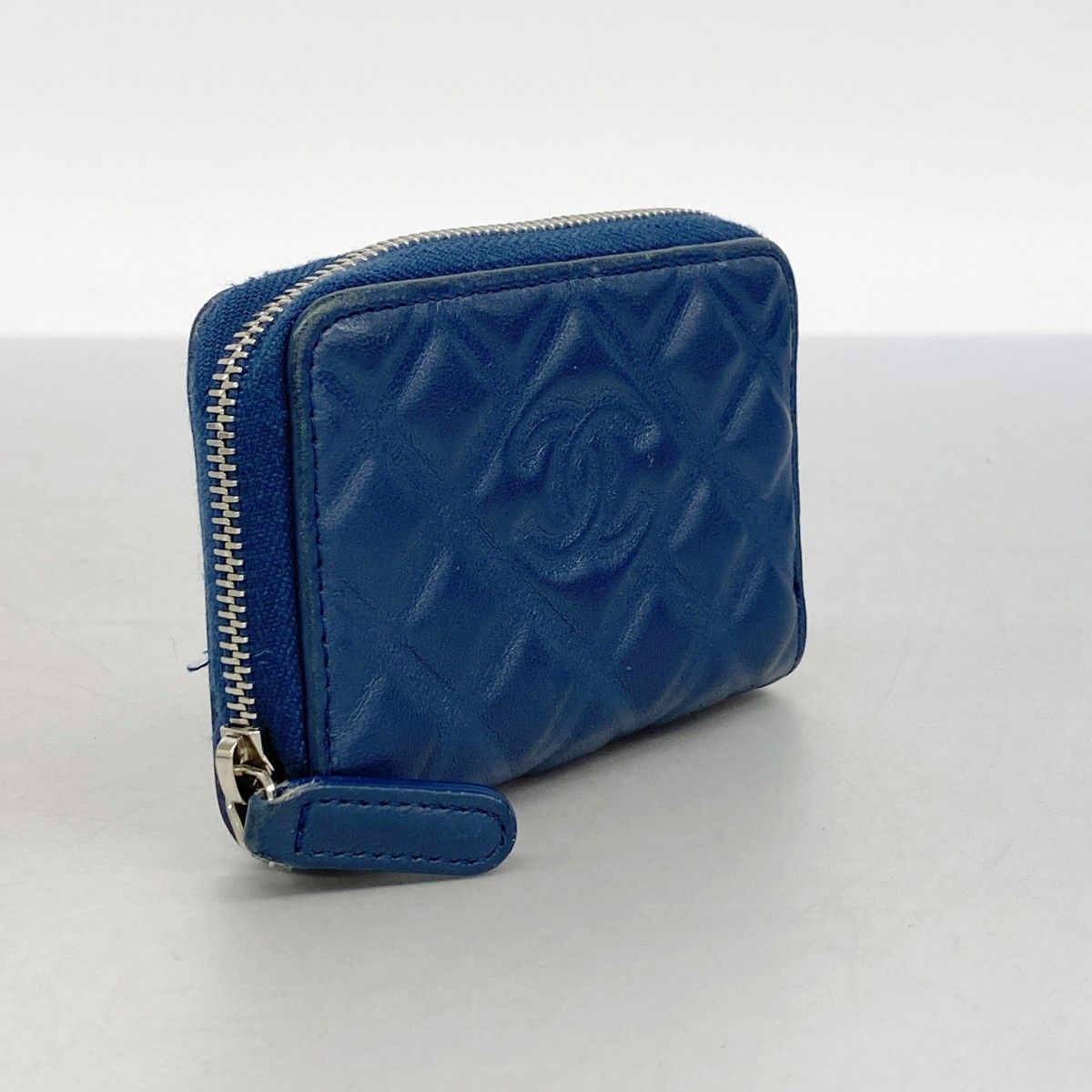 5pd4777-k】シャネル コインケース マトラッセ ラムスキン ブルー