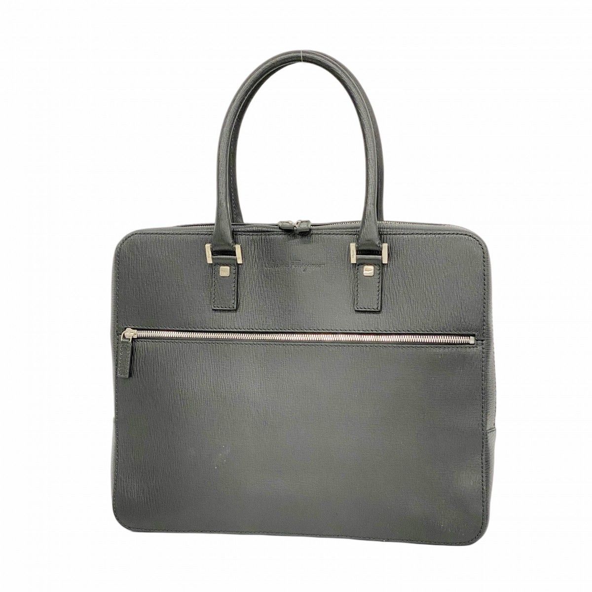 【5pd4975】サルヴァトーレフェラガモ ビジネスバッグ レザー ブラック シルバー金具【中古】メンズ