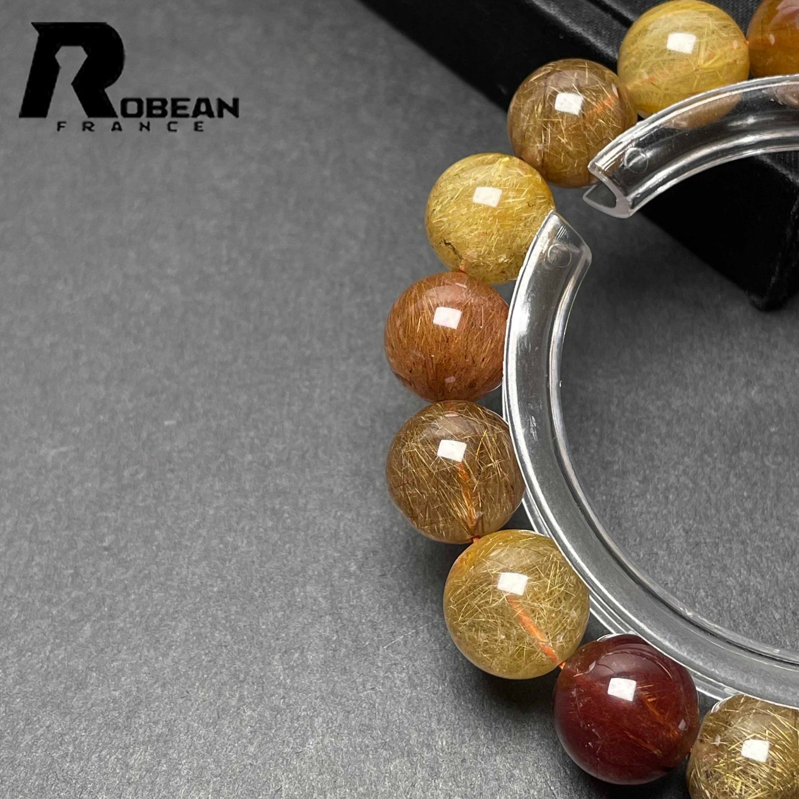 ブラウンルチルクォーツ　約13.3-13.6mmパワーストーンブレスレット ブラウンルチルクォーツ 約13.3-13.6mmパワーストーンブレスレット