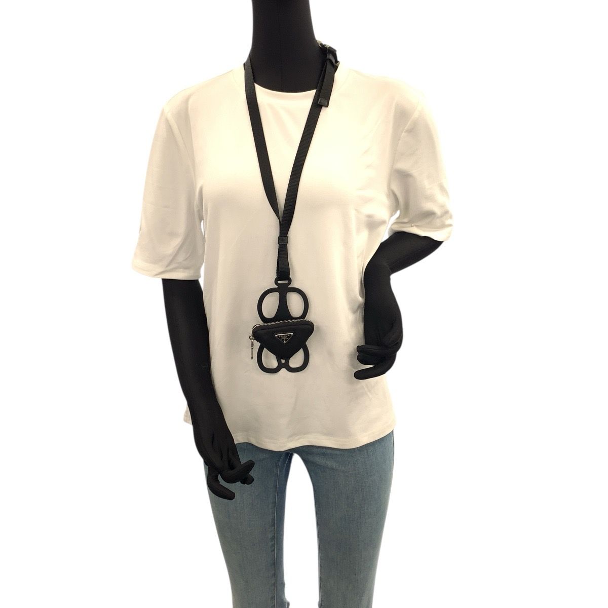 美品 PRADA プラダ テスート 三角ロゴプレート ブラック 黒 ナイロン